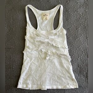 Hollister Cream Frayed Tank Top